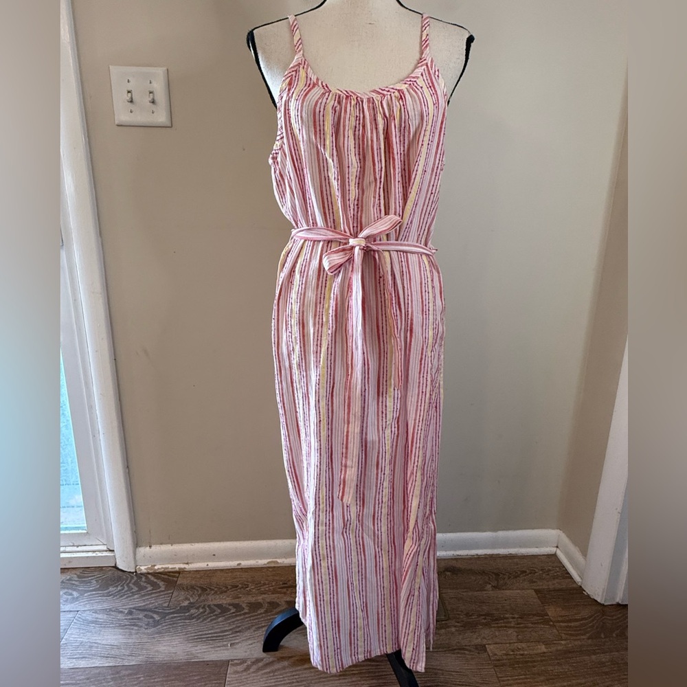 Michael Stars striped maxi sundress off white red yellow SZ M